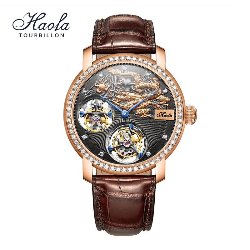 Haofa 18K Gold Double Tourbillon Diamond Watch K002
