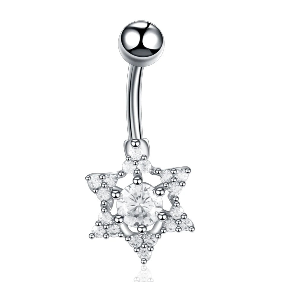 Surgical Steel CZ Belly Button Ring – Navel Piercing 14G