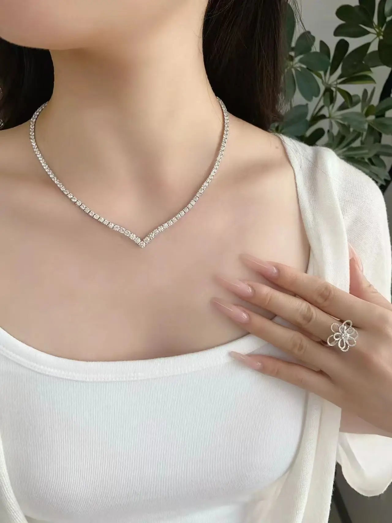 Round Cut Lab Grown Diamond Tennis Necklace, Unisex, 0.07-0.21CT Each, D VVS, 18K 14K Gold, Fine Jewelry Gift for Women Men