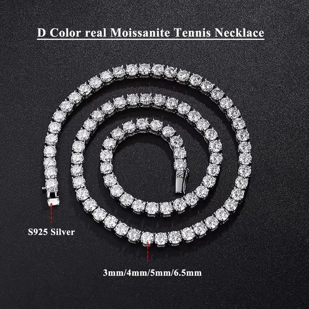 Black Moissanite Tennis Necklace | S925 Silver GRA