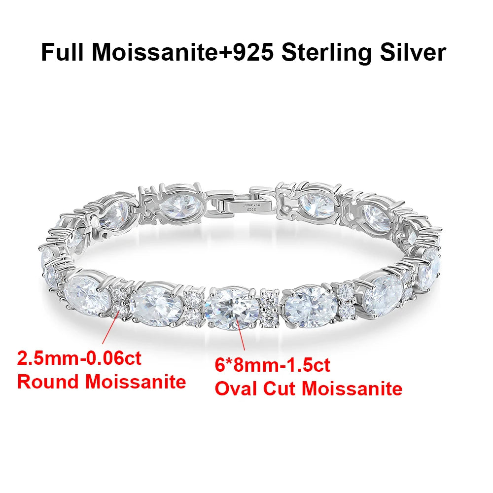 Oval & Round Moissanite Tennis Bracelet GRA Casual Luxury