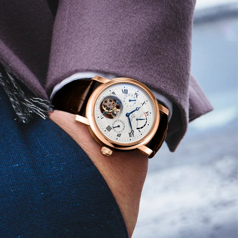 18K Solid Gold Tourbillon Watch | Multi-Function Sapphire