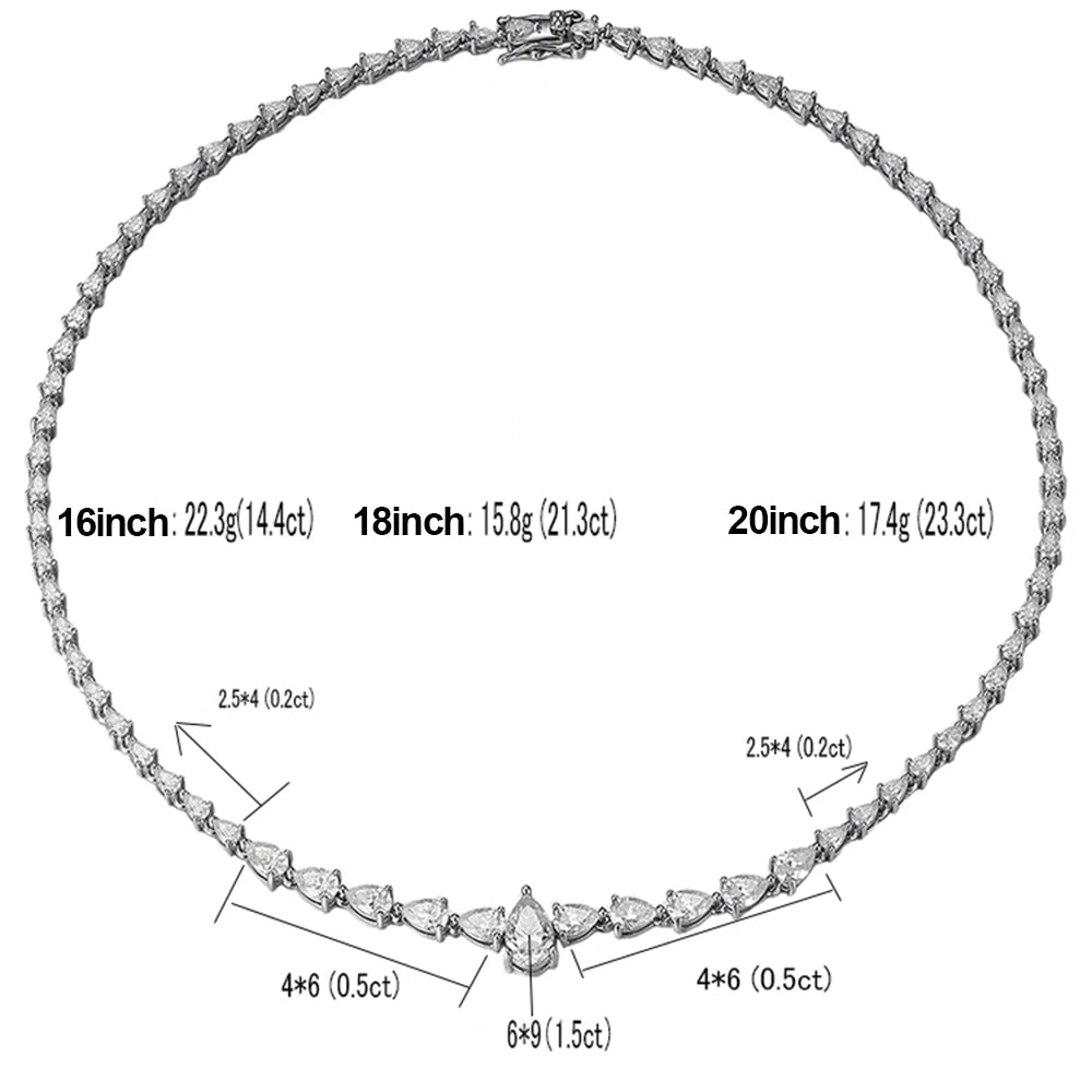 Pear Cut Moissanite Tennis Necklace S925 GRA Women