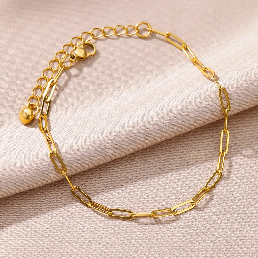 Gold Pearl Chain Anklet – Stainless Steel Beach Bodychain