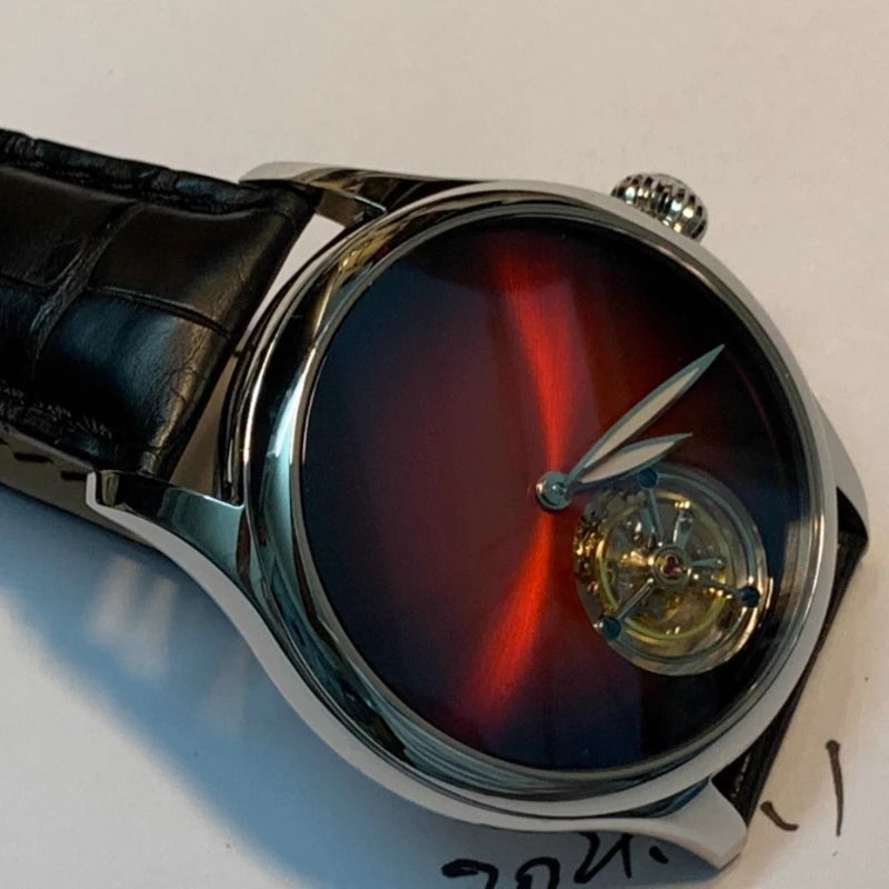 Axial Tourbillon Watch Alligator Leather Watch Sapphire Glass Men 42mm