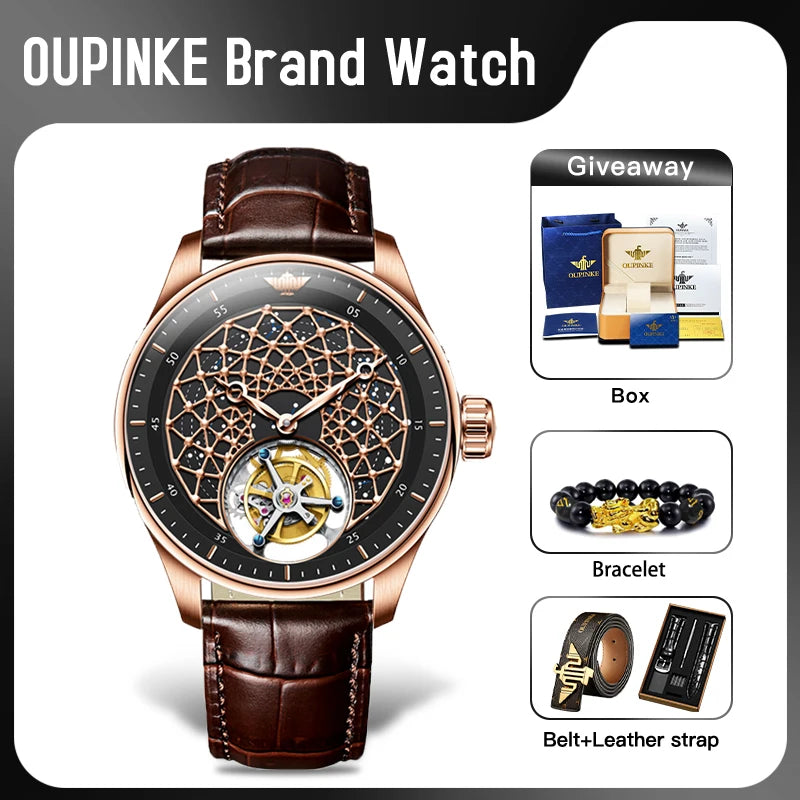 Tourbillon Automatic Mechanical Watch Sapphire Casual Quality