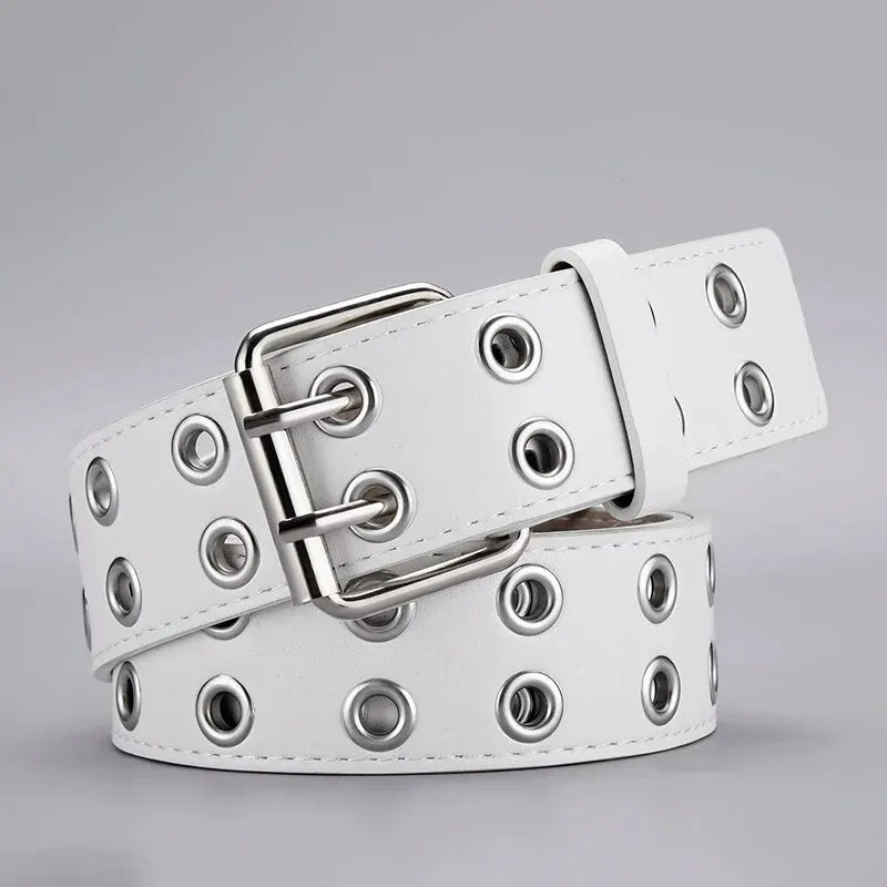 Punk Belt Unisex Double Hole Punch Free Hip Hop Casual