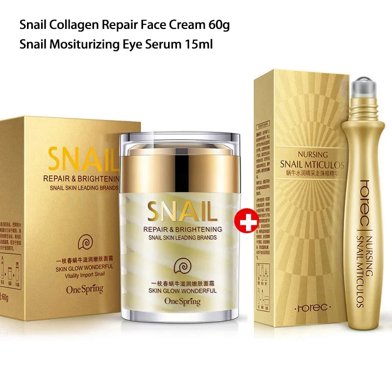 Snail Collagen Face Cream & Eye Serum Anti-Aging
