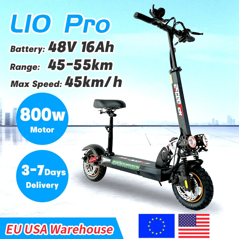 800W Folding Electric Scooter 48V 45km/h Adults