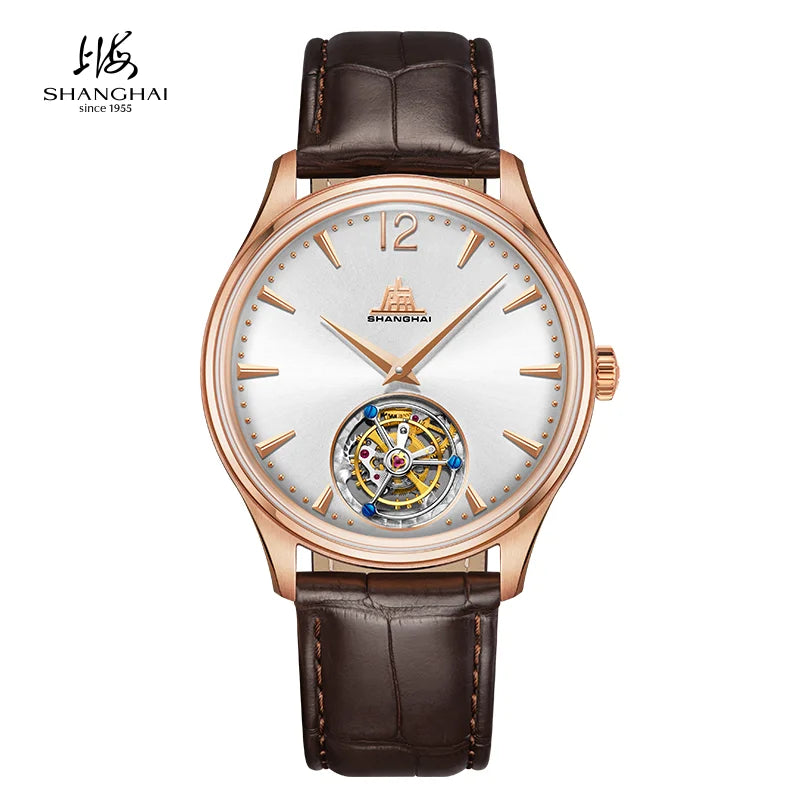 18K Gold Tourbillon 41mm Manual-Winding Mechanical Wristwatch Waterproof Sapphire Watches