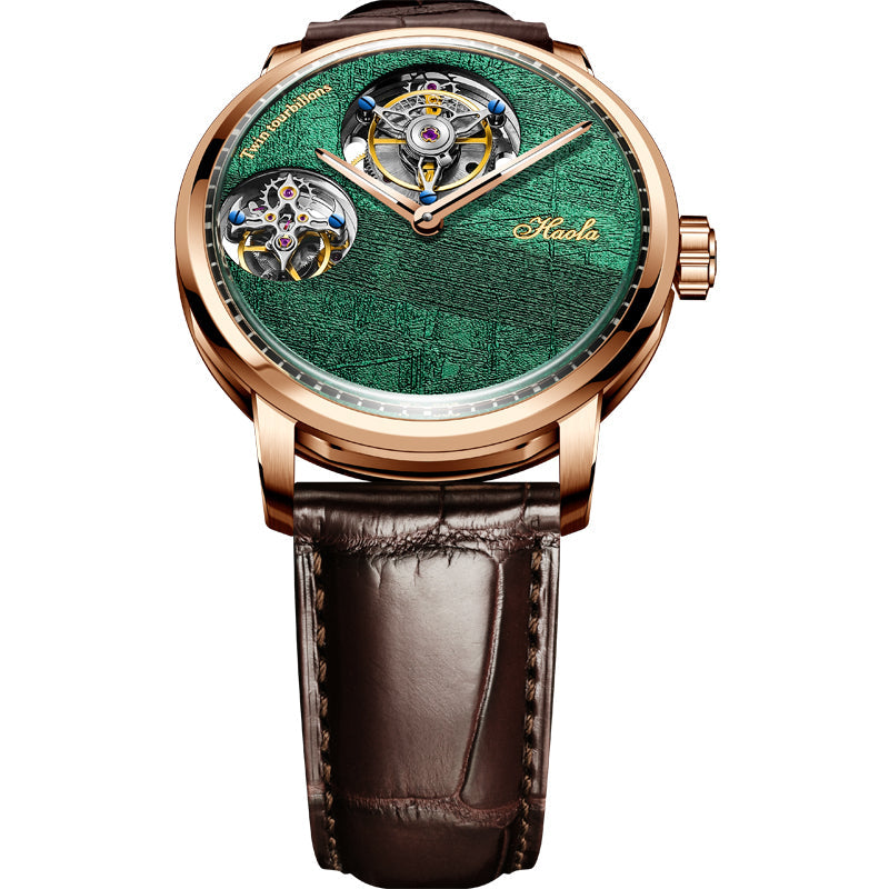 Haofa Double Tourbillon Watch - Green Dial