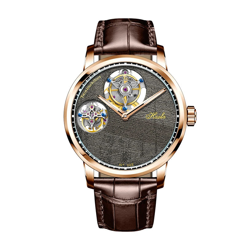 Haofa Double Tourbillon Watch - Green Dial Close