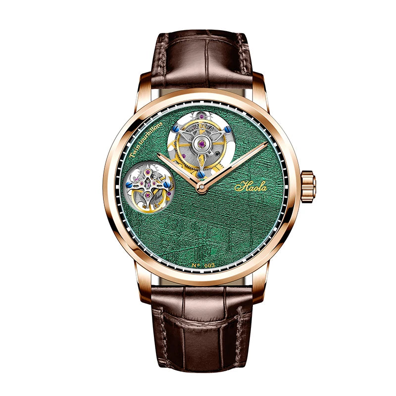 Haofa Double Tourbillon Watch - Dark Grey Dial Front