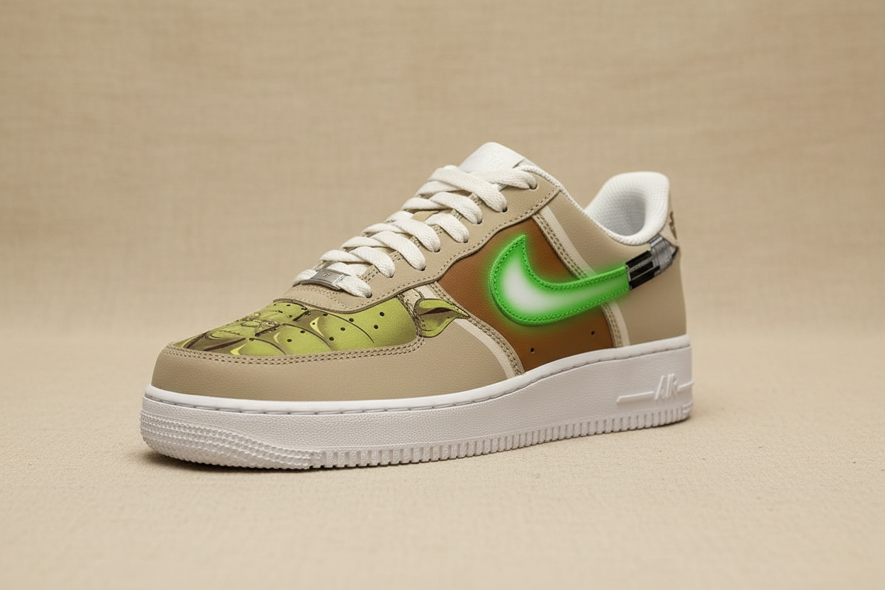 Custom Yoda AF1 Low - Warm beige lifestyle shot