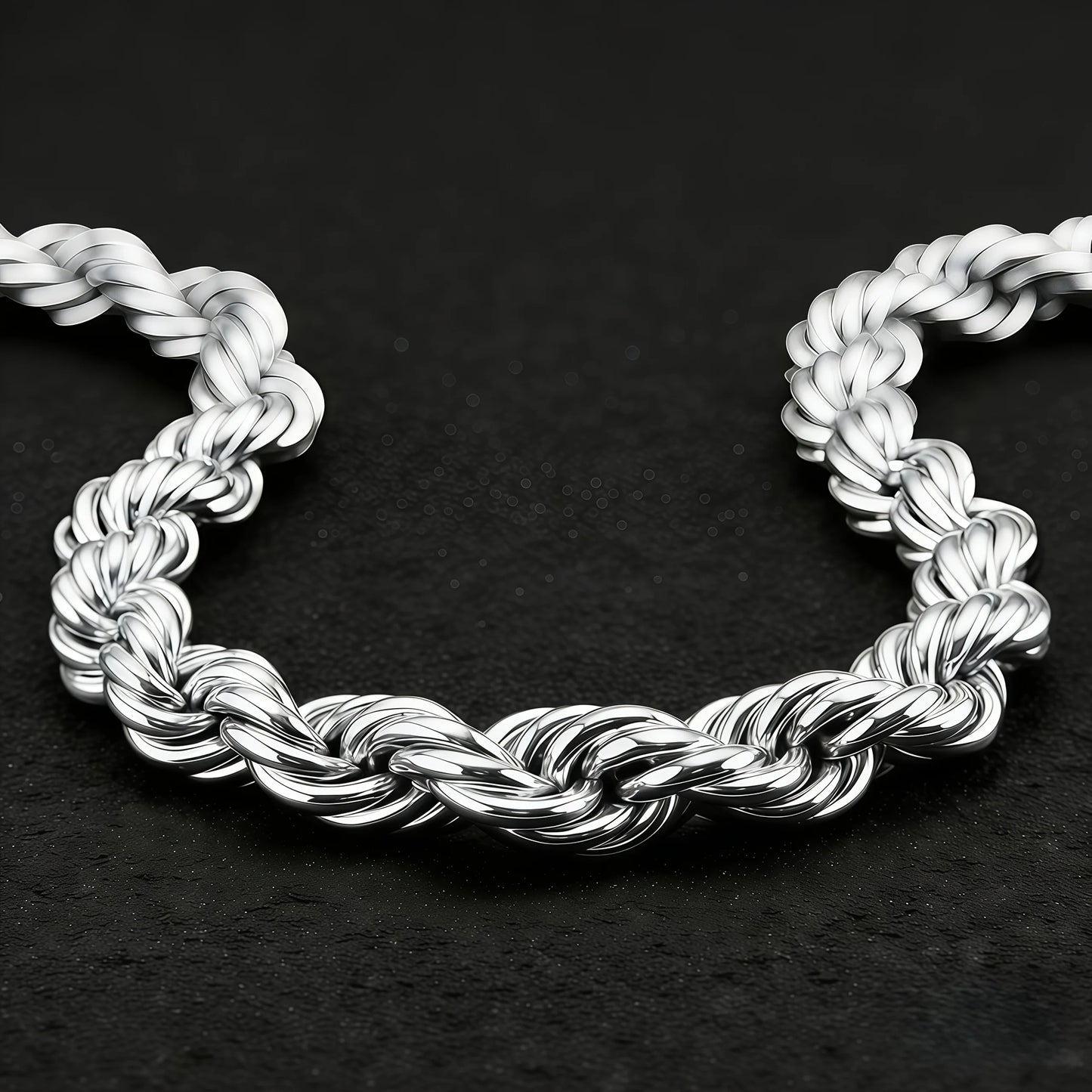 925 Silver Color Plated 12mm Sparkling Twisted Rope Chain