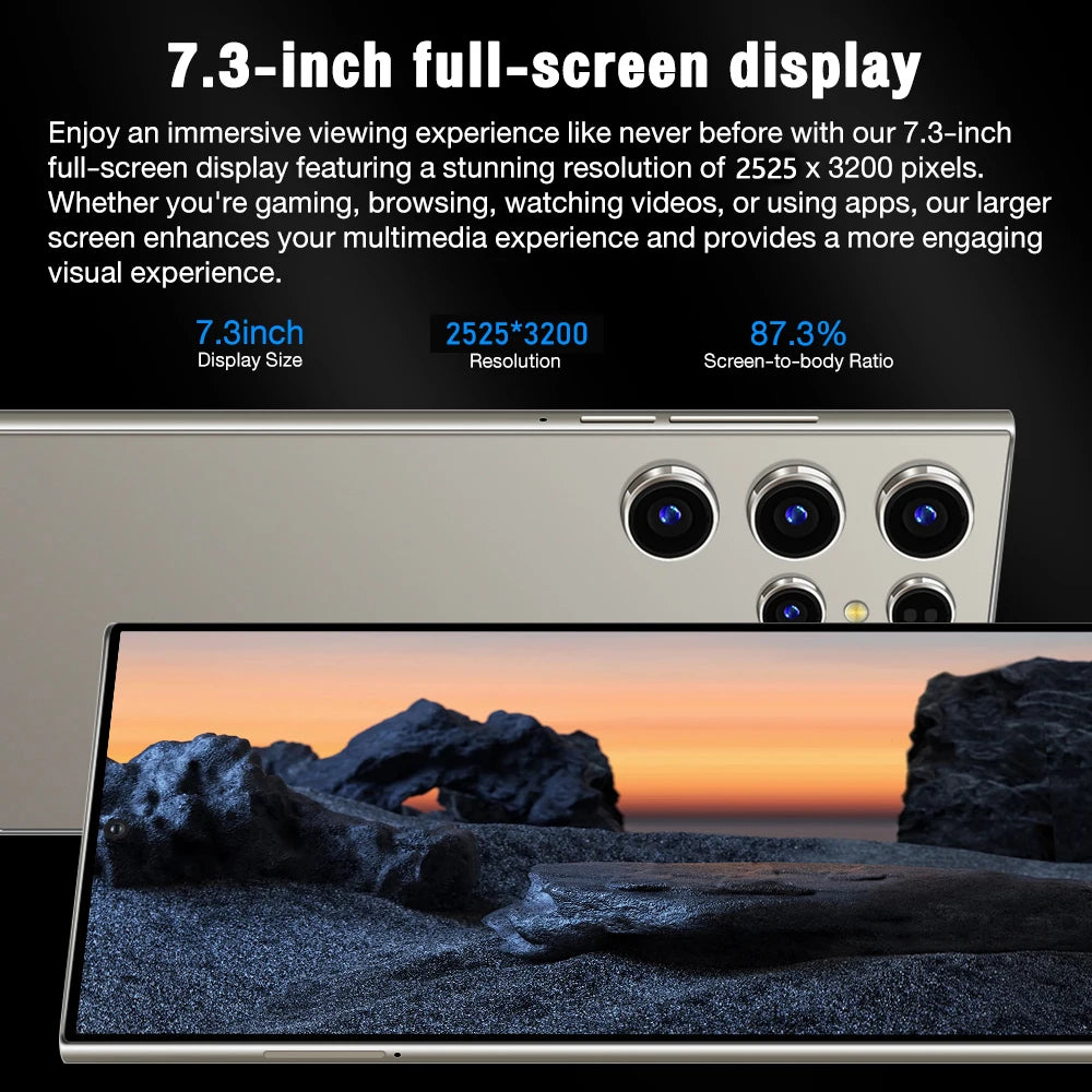 S26 Ultra Smart Phone 7.3" HD 7800mAh Dual SIM