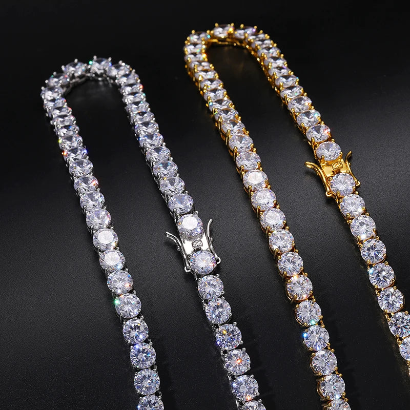TUHE Unisex Moissanite Tennis S925 Necklace VVS1 Moissanite Tennis Chain S925 Silver For Men Women Gift Pass Diamonds Test - Teglex