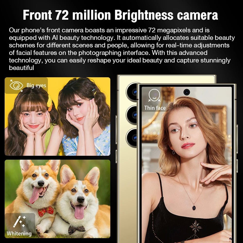 S26 Ultra Smart Phone 7.3" HD 7800mAh Dual SIM
