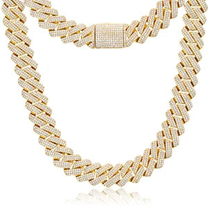 925 Sterling Silver 20mm 3 Row Cubic Zircon Men Cuban Chain Iced Out High Quality Hip Hop Jewelry Gift Dropshipping - Teglex