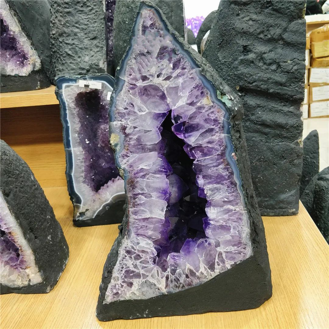 Natural Raw Brazilian Amethyst Geode Uruguay Crystal Teeth