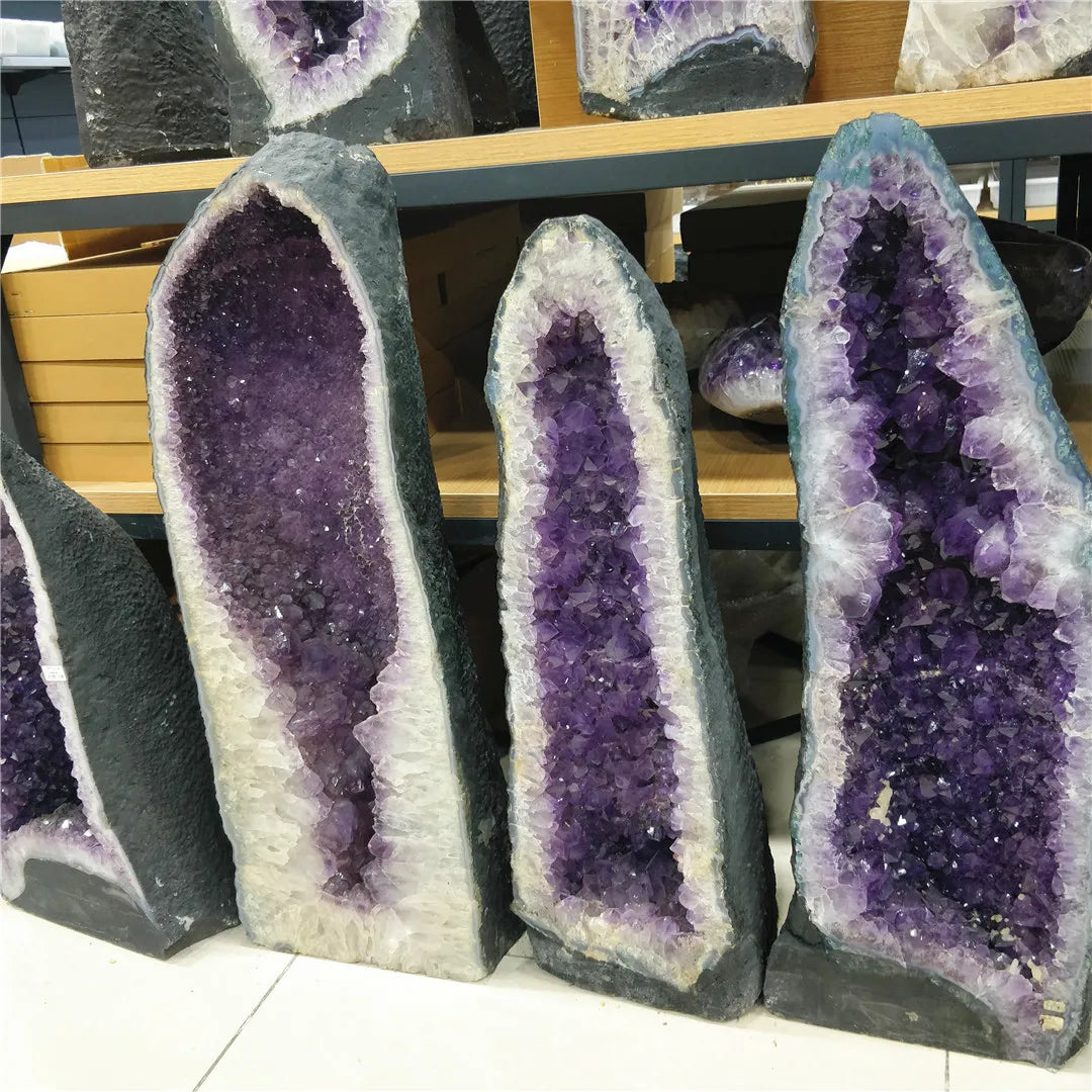Natural Raw Brazilian Amethyst Geode Uruguay Crystal Teeth