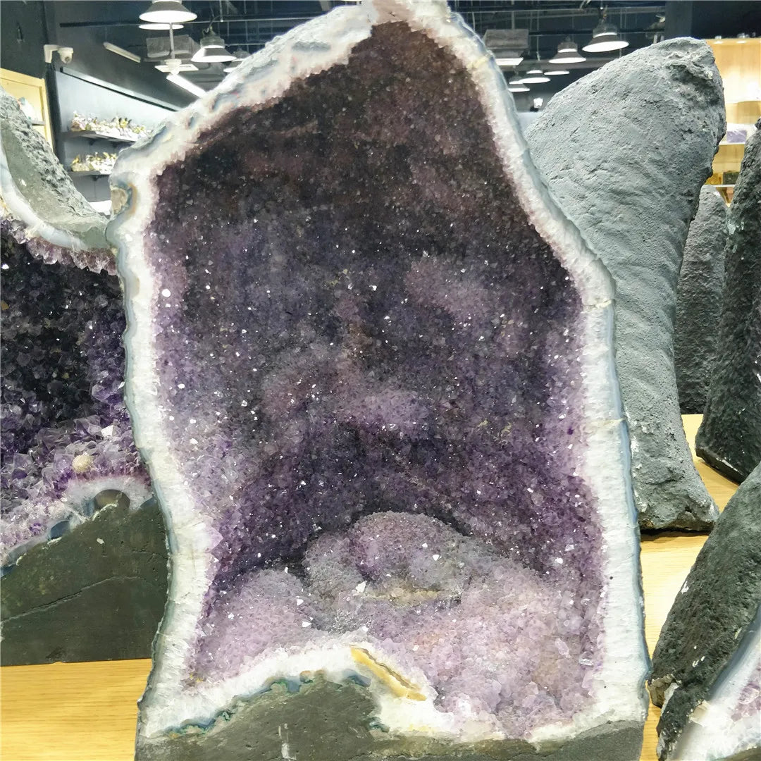 Natural Raw Brazilian Amethyst Geode Uruguay Crystal Teeth