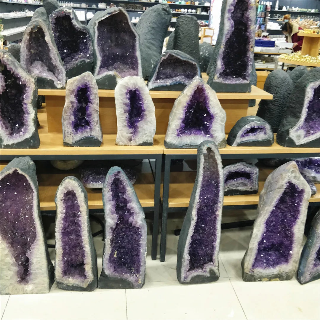 Natural Raw Brazilian Amethyst Geode Uruguay Crystal Teeth