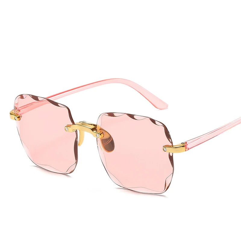 3PCS Square Rimless Sunglasses Set UV400 Women Men