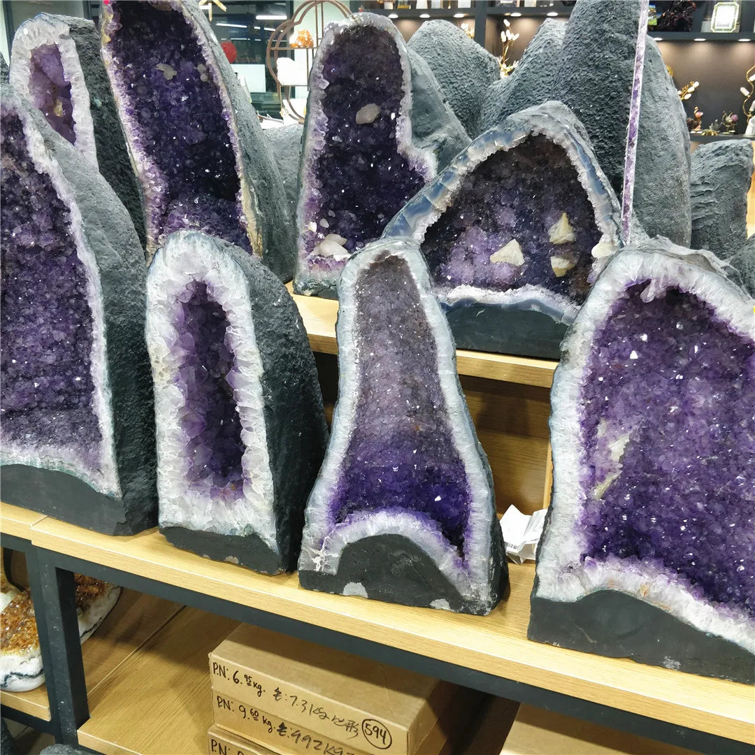 Natural Raw Brazilian Amethyst Geode Uruguay Crystal Teeth