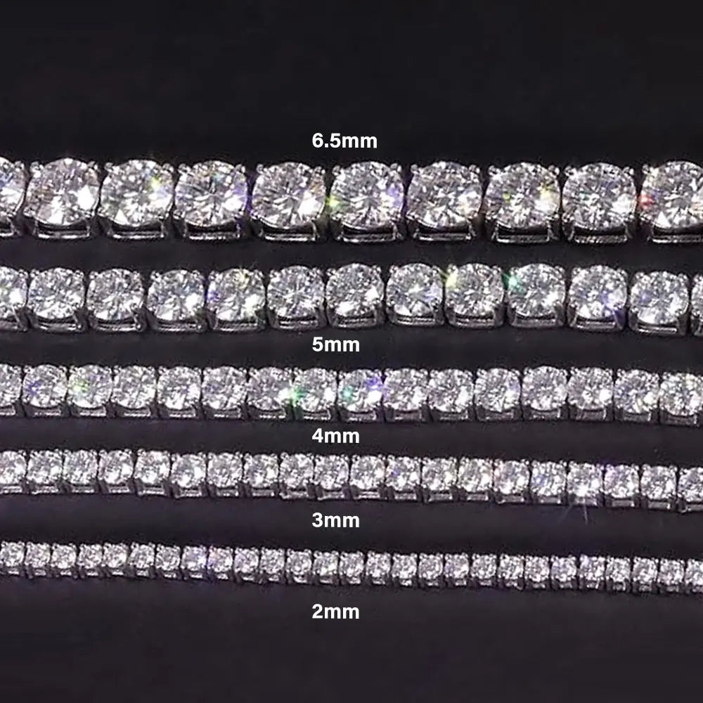 KNOBSPIN GRA Certified Moissanite Tennis Necklace 2/3/4/5/6.5mm Solid 925 Sterling Silver Diamond Tennis Necklaces for Women Man - Teglex