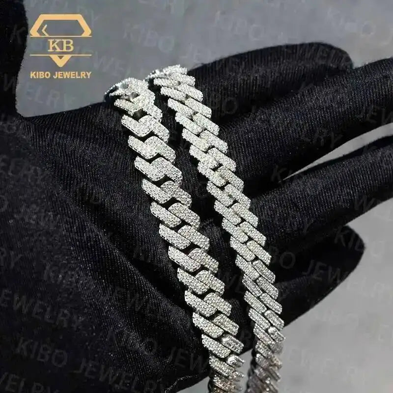 10mm Moissanite Miami Cuban Link Chain | GRA Certified | 925 Silver 18K Gold Plated