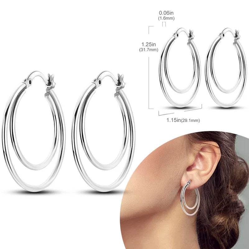 925 Silver Zirconia Hoop Earrings – Hypoallergenic