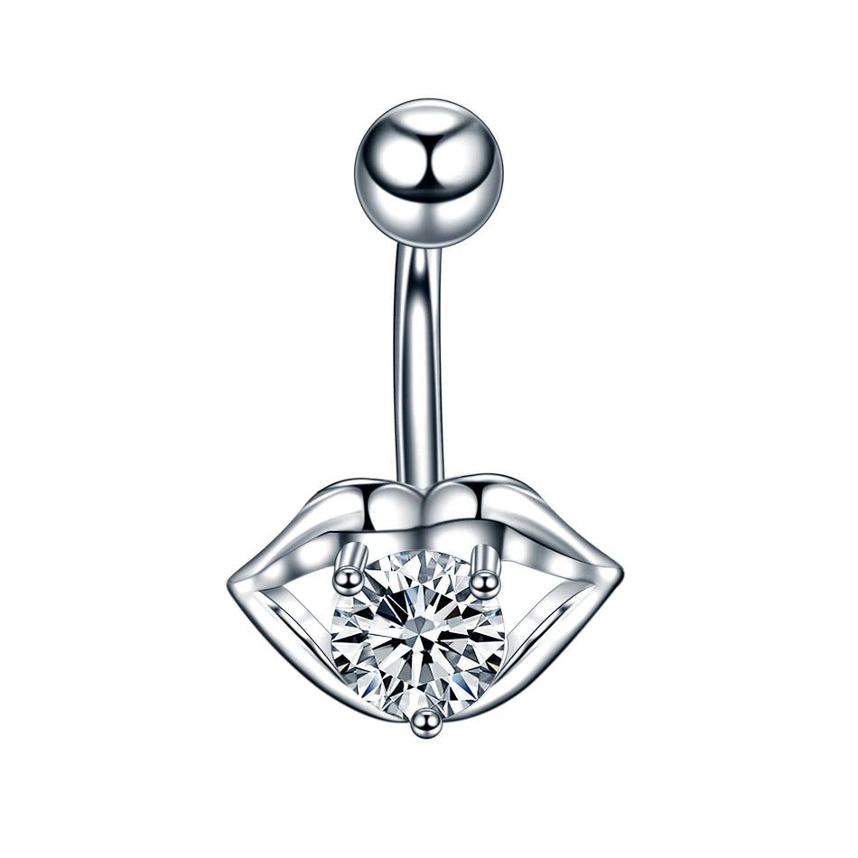 Surgical Steel CZ Belly Button Ring – Navel Piercing 14G