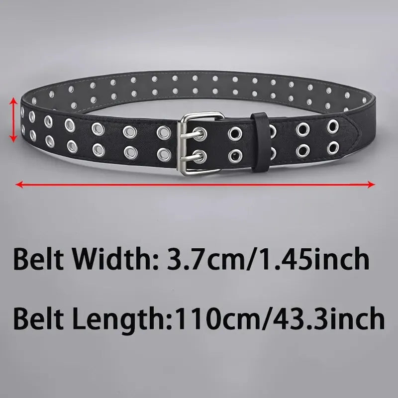 Punk Belt Unisex Double Hole Punch Free Hip Hop Casual