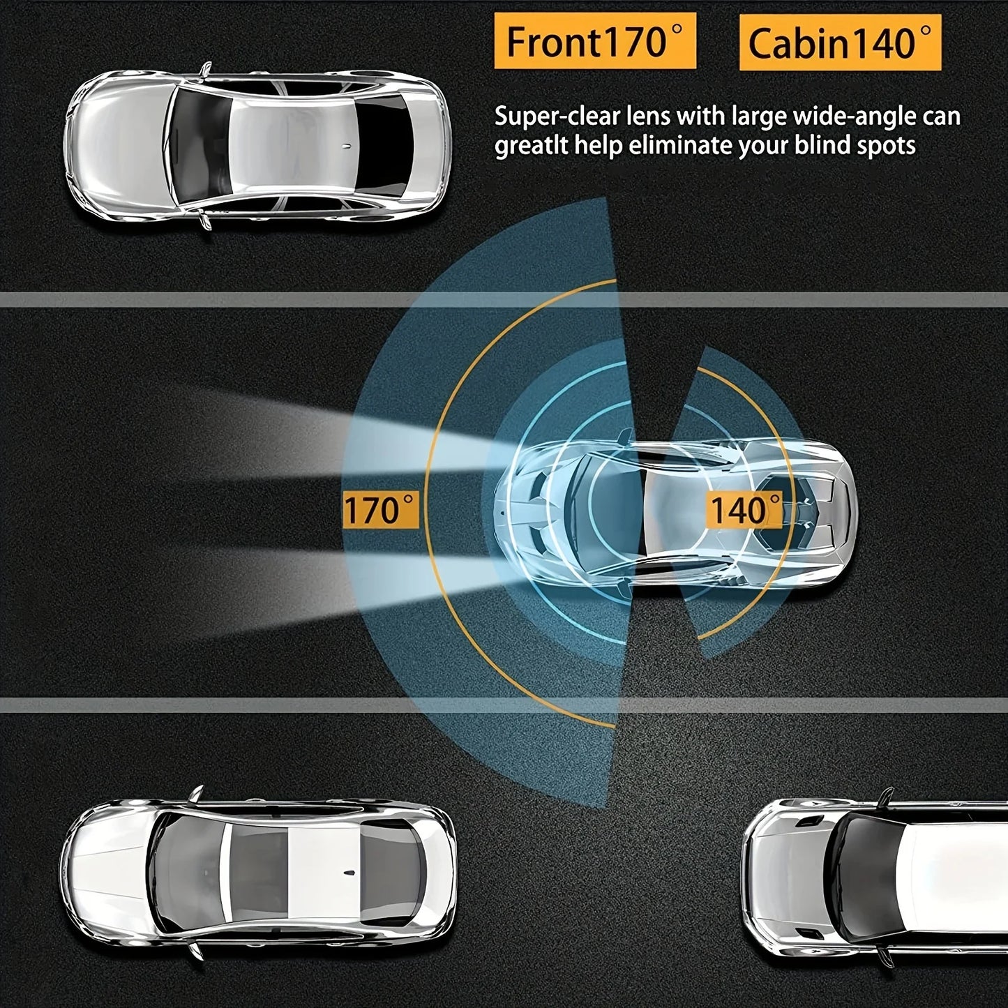 1080P WiFi Dual Dash Cam Front & Interior IR Control Safer Drive