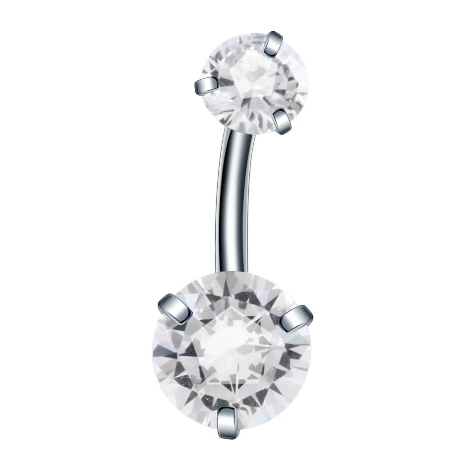 Surgical Steel CZ Belly Button Ring – Navel Piercing 14G
