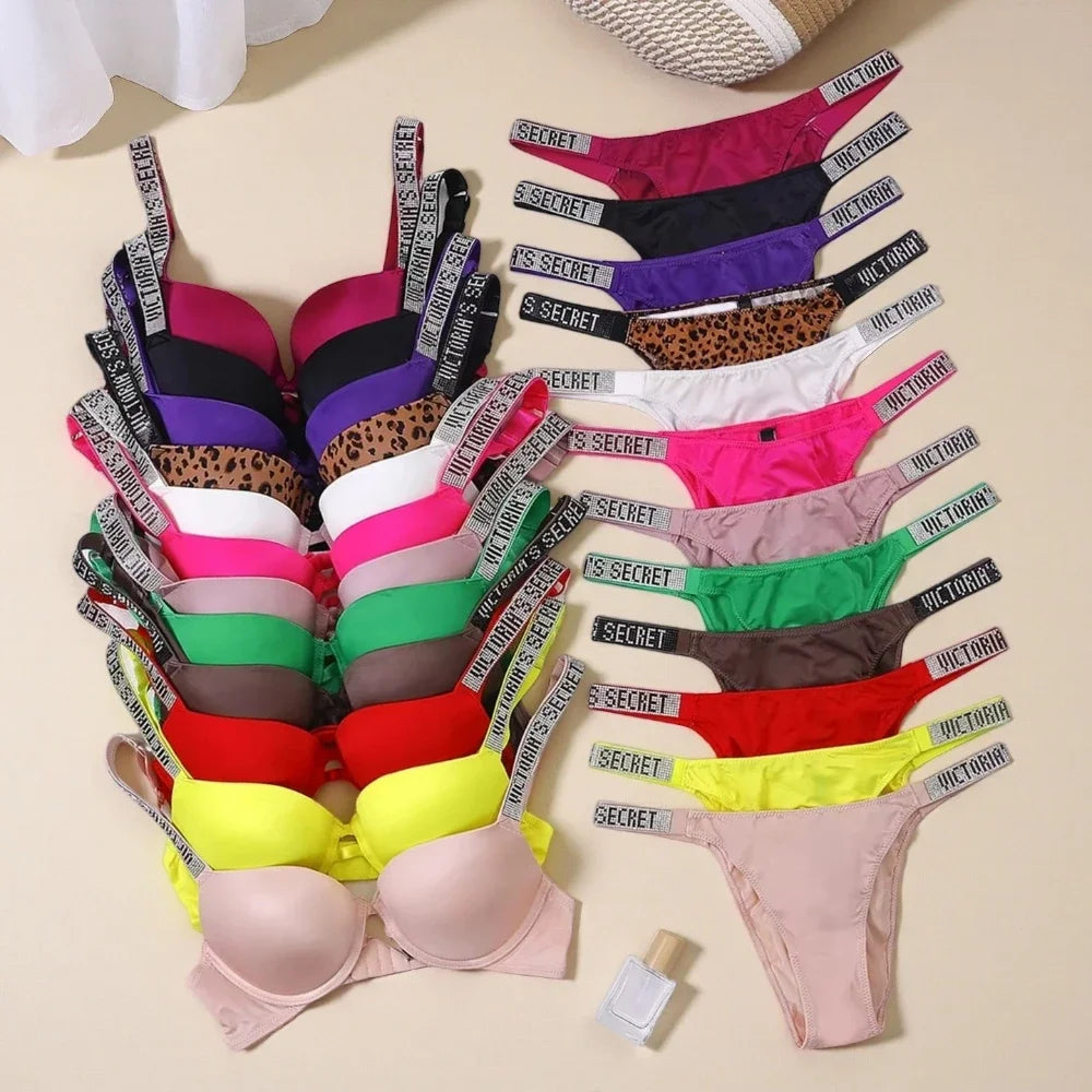 Women's Padded Push Up V-Neck Lingerie Set | Sporty Bra