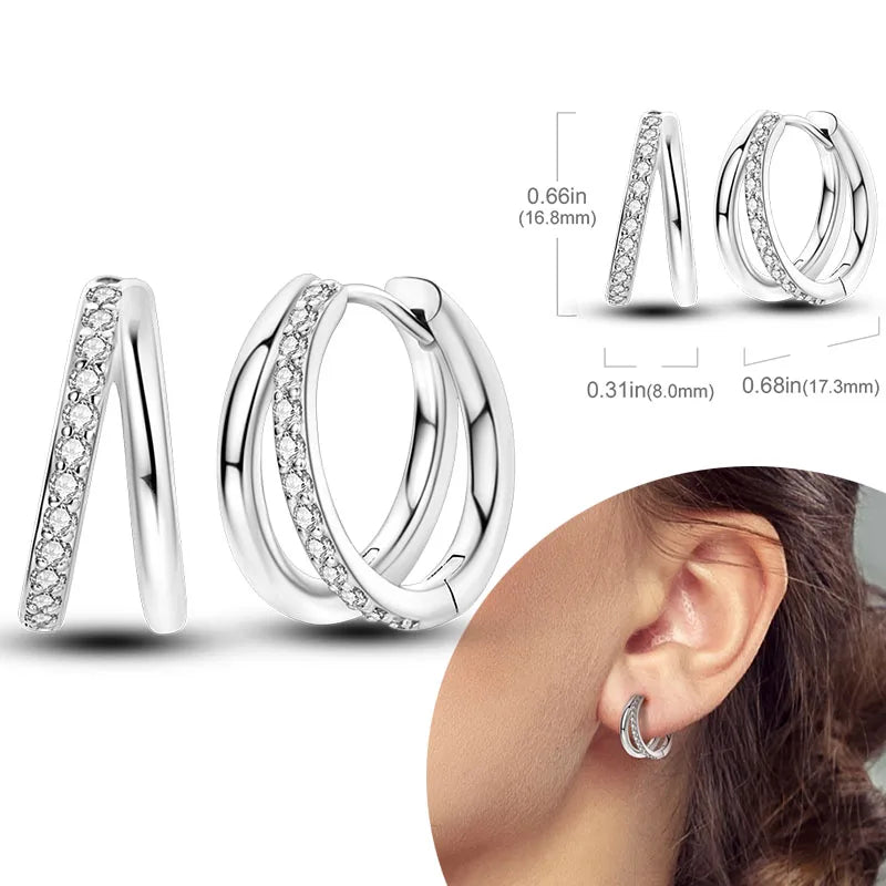 925 Silver Zirconia Hoop Earrings – Hypoallergenic