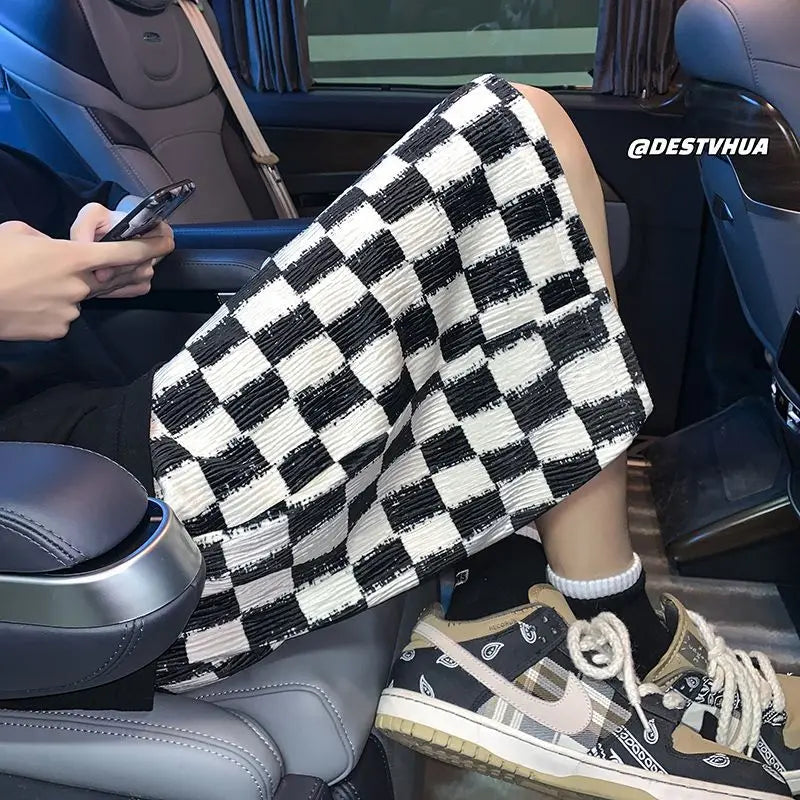 Men's Ice Silk Shorts – Chessboard Loose Casual Fit