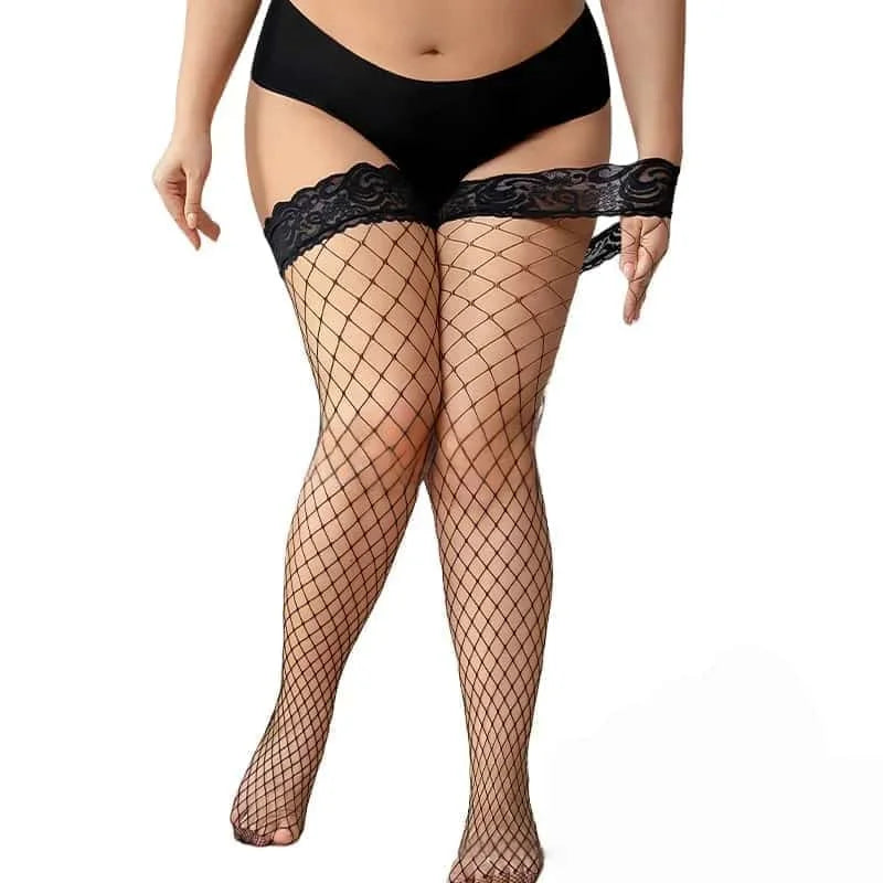 Plus Size Lace Fishnet Stockings XXL – Stretch Tights