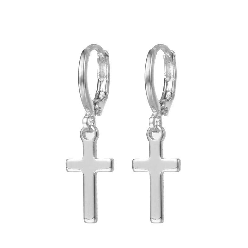 Silver Star & Opal Heart Hoop Earrings Women
