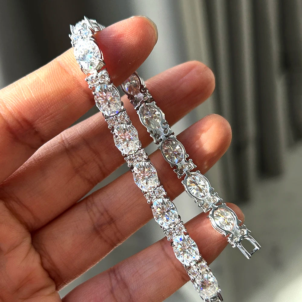 Oval & Round Moissanite Tennis Bracelet GRA Casual Luxury