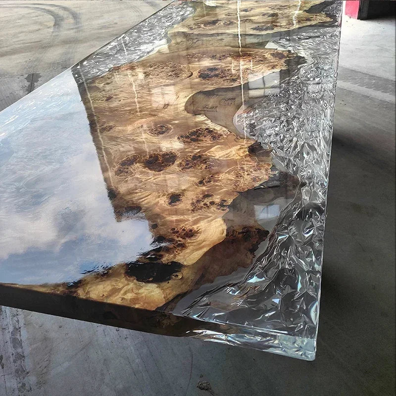 Teglex Epoxy Crystal Coffee Table | Live-Edge Solid Walnut & Rosewood