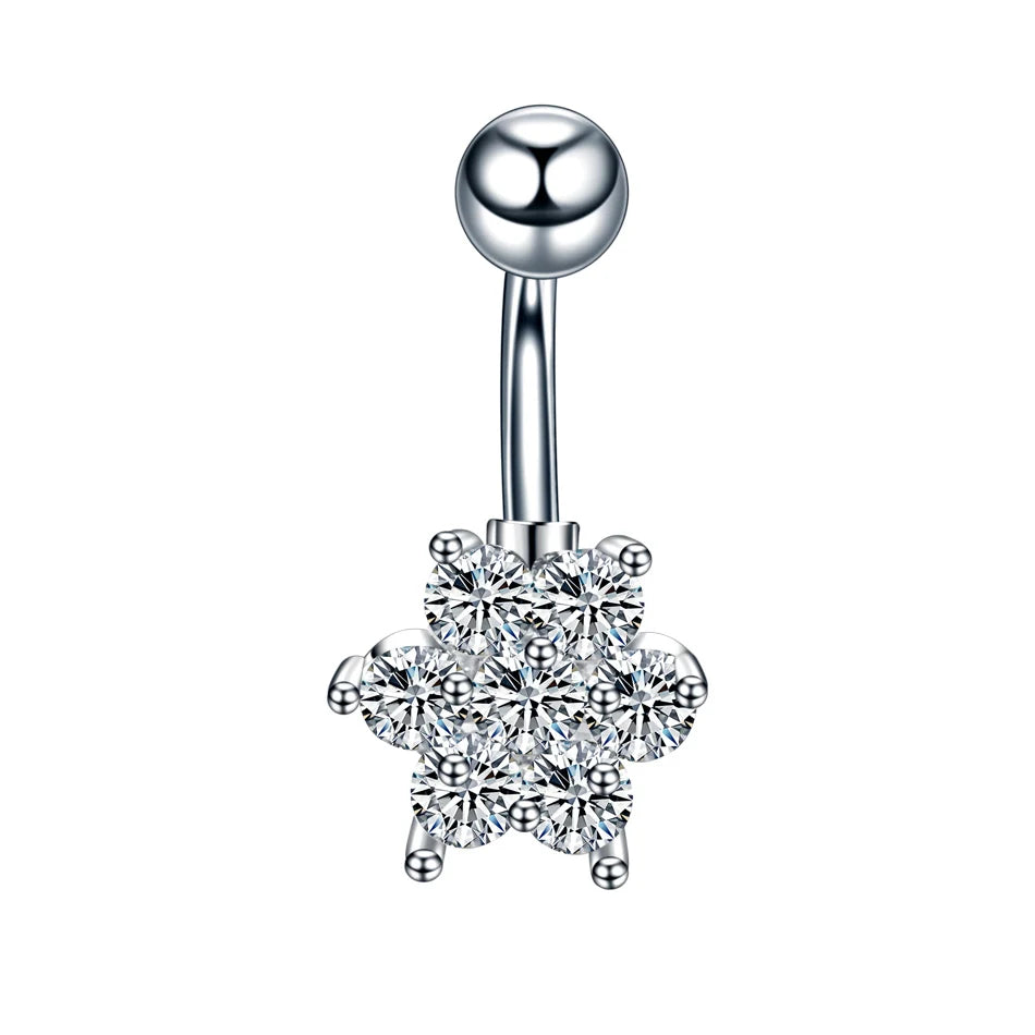 Surgical Steel CZ Belly Button Ring – Navel Piercing 14G