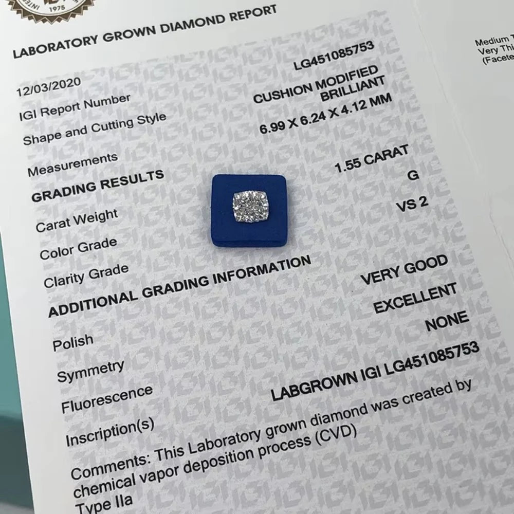 IGI Certified Lab Grown Diamonds HPHT CVD 0.5–5CT
