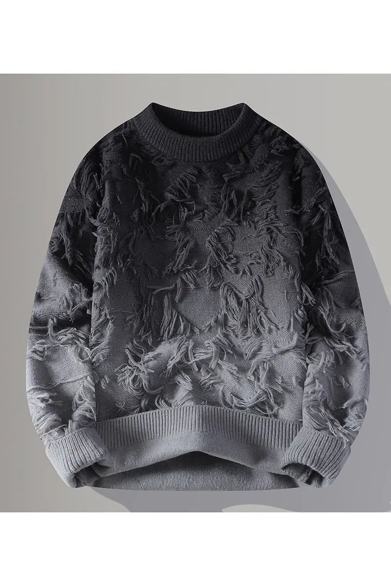 Textured gray sweater on a light gray background