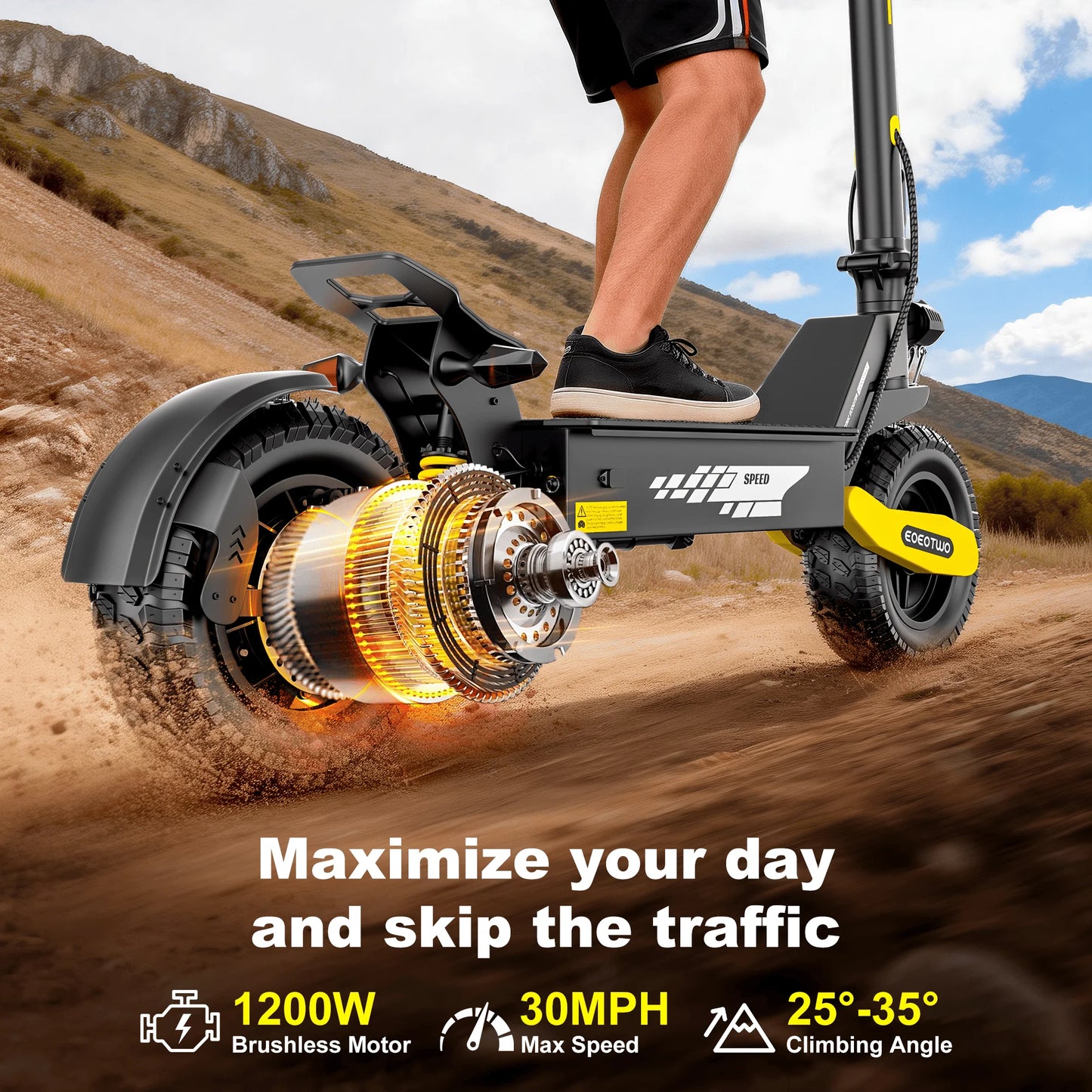 EOEOTWO 1200W Off-Road Electric Scooter 48V