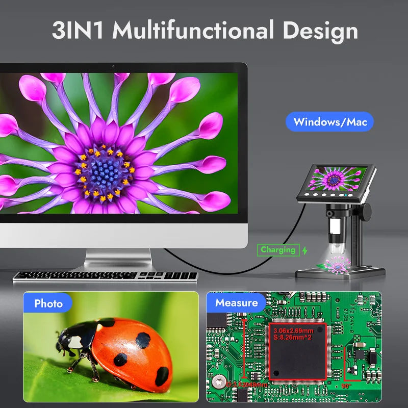 DM7 4.3" 1000X 1080P Digital Coin Microscope