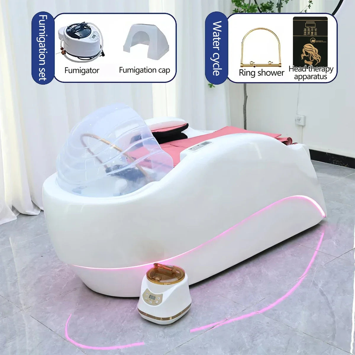 XinSheng Professional Electric Massage Bed Head SPA Salon Massage Table Hair Washing Fumigation Beds Barber Shop Smart Furniture - Teglex