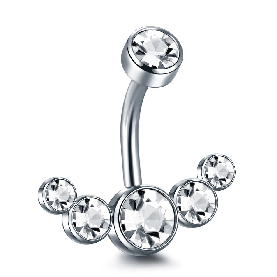 Surgical Steel CZ Belly Button Ring – Navel Piercing 14G